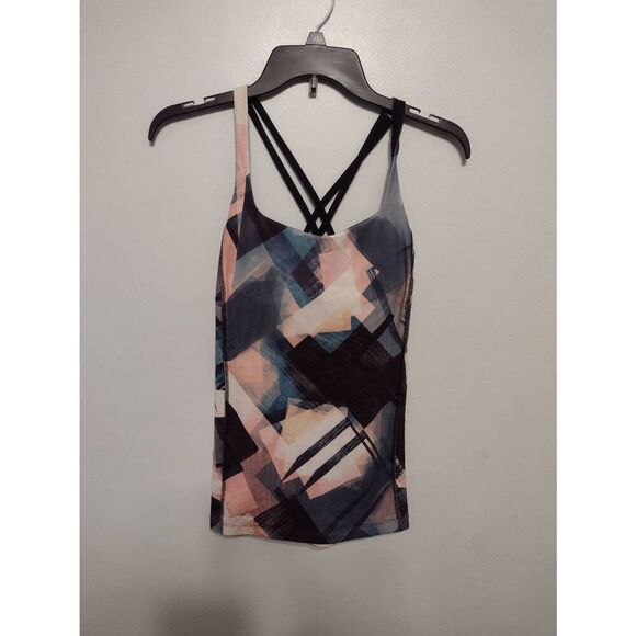 Lucy Let It Be Bra Tank Strappy Workout Top Multi Faded Geo Print XS - Picture 1 of 4